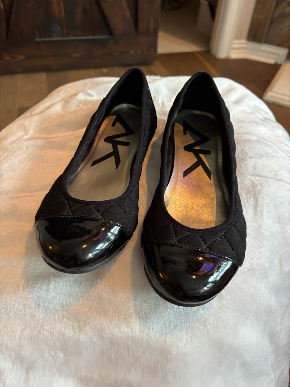 ❗️FINAL❗️Anne Klein Sport Black Quilted Ballet Flats with Patent Toe Cap